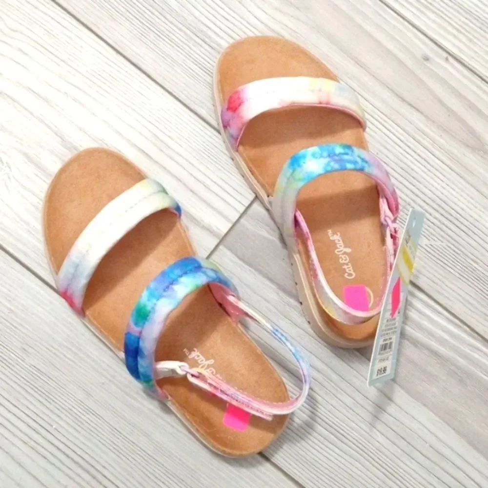 (54-3310)   Cat & Jack Chaya Multicolor Sandals Sz 6
